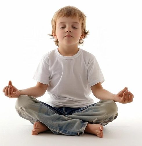 A young child meditating